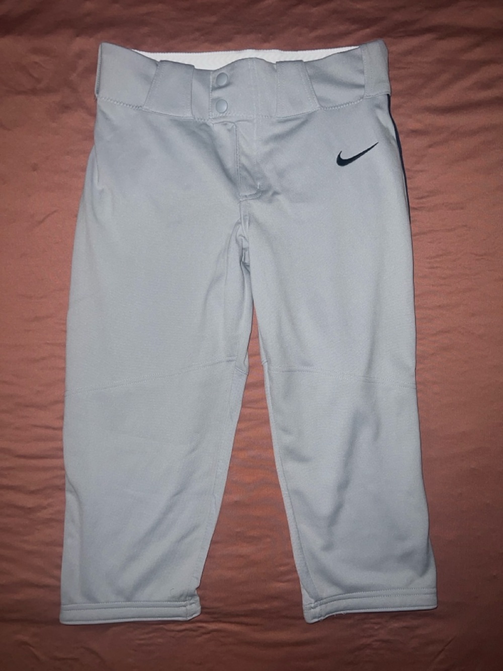 Nike White Kids Athletic Shorts with Navy Swoosh